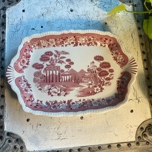 Warwick China Tudor Rose Pink 15” Oval Serving Platter